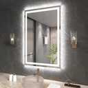 Snowdool 24"X36" LED Bathroom Mirror with Front Lights and Backlit, Anti-Fog, Dimmable, Shatter-Proof Tempered Glass, Lighted Bathroom Vanity Mirror for Wall with 3 Colors, Memory Function