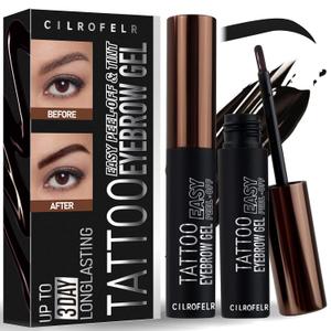 Cilrofelr Tattoo Peel Off Eyebrow Gel, Easy Tattoo Brow Peel Off Gel, Last Up to 3 Days, Waterproof, Transfer-proof, For Fuller & Defined Looking Brows, Gray Black (2 Pack)