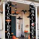 3 x Halloween Decorations Outdoor TRICK OR TREAT Happy HALLOWEEN Banner Porch Sign Decor Halloween Door Decorations for Home Indoor Outdoor Wall Party