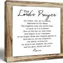 Religious Wood Sign, Lord's Prayer Sign, Christian Wall Plaque 7.87.8in, Wooden Plaques Signs Table Decor, Farmhouse Decor for Shelf, Inspirational Church Decoration and Christian Home Wall Art