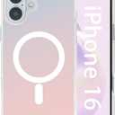 2 x Case for iPhone 16 Holographic Iridescent for Magsafe Shockproof | Color Changing Effect, Wireless Charging Built-in, Drop Protection, Slim Fit Women Girls, Matte Finish