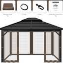 Gazebo Replacement Mosquito Netting Outdoor Universal Gazebo Canopy 4-Panels Screen Sidewalls with Zipper for Patio Garden (Coffee, 10x12)