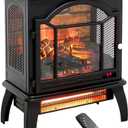 Freestanding Electric Fireplace Heater,Portable Infrared Fireplace Stove with 4 Types of 3D Realistic Flame Effects,Adjustable Temperature Compact Indoor Space Heater,Timer&Remote,22"-1500W, Medium-P