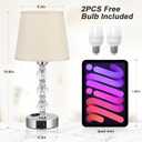 Crystal Table Lamp Set of 2 for Bedroom/Living Room, 14.6in (Beige)