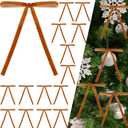 2 x 24Pcs Velvet Ribbon Bows for Christmas Tree - Vintage Decor, Door Garland, Wreath Decorations, Home & Wedding Decoration - Clear Twist Tie, 5x7 Inch, 3/8'' Width Camel