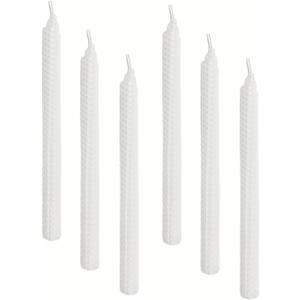 Set of 6 White Taper Candles, Beeswax Candles in 9 inch Elegant Unscented Candlestick, Smokeless Hand Rolled Candlesticks Perfect for Dinner, Party, Wedding or Dcor