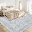 Area Rugs 9x12 Living Room: Vintage Boho Neutral Washable Rug Indoor Soft Large Area Rug Carpet for Bedroom Nursery Farmhouse Dining Room Office Floor Non-Slip Low Pile Under Table Rug Gray