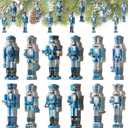 Yookeer 36 Pcs Beach Nutcracker Christmas Ornaments 5.11 Inch Blue Ocean Coastal Winner Wooden Ornaments with Rope Animals Nutcracker Christmas Decorations for Xmas Tree Home Wreath Party Decor