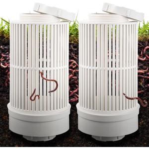 Blosssound 2 Pcs Inground Worm Composter Outdoor Farm Compost Bin Reducing Food Waste Composting Systems Sustainable Worm Composter for Raised Garden Beds at Home(13.39 x 6.3 x 6.3 Inch)