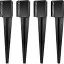 Fence Post Anchor Ground Spike Heavy Duty Black Powder Coated Fence Stakes Post Base for Mailbox, 24 x 4 x 4 Inches Outer Diameter (Inner Diameter 3.6 x3.6 Inches), Pack of 4