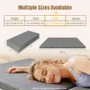 Tri-Folding Mattress, 3 Inch Portable Folding Mattress Topper with a Collapsible and Washable Cover, Portable Floor Bed for Travel, Fold Up Guest Bed, Camping and Yoga (Full, Gray)