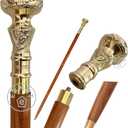 Vintage Brass Handle Victorian Telescope Fold able Wooden Walking Stick Walking Cane Ideal Gift