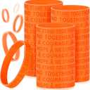 Junkin 100 Pcs Orange Ribbon Bracelets Leukemia Awareness Bracelet Kidney Cancer Adhd Lymphoma Cerebral Awareness Silicone Wristband for Public Activity Supplies