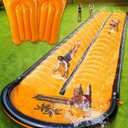 Slip Water and Slide for Kids Adults, Extra Long Backyard Water Slide with Pool and 2 Inflatable Bodyboards, Summer Outdoor Games Water Toys (17FT)