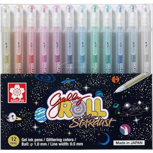 SAKURA Gelly Roll Stardust (Made in Japan) [Limited Edition] Gel Ink Pen Set - Bold Sparkling, Glittering & Assorted Colors 12Pens