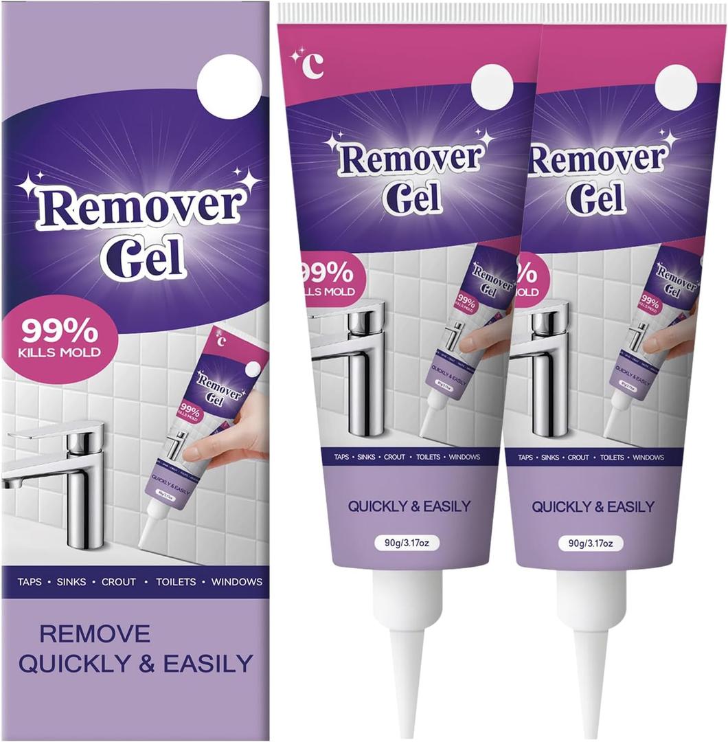 2Pcs Cleaning Remover Gel,Powerful Household Cleaning Gel,Multi-Surface Remover Gel for Bathroom Shower Kitchen Tile Grout, Sinks Countertops,Safe Formula That Does Not Damage Surface,180g