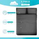 DREAMCARE Full Size Sheets - Cooling Bed Sheets - 4pcs Set - up to 15" Deep Pocket Full Sheet Set - Sheets Full Size Bed - Soft & Long Lasting 100% Fine Brushed Polyester with Side Pocket - Dark Gray