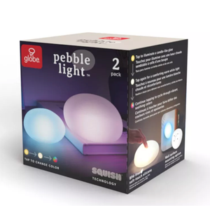 Globe Electric Squish 2pk LED Pebble Indoor Outdoor Tap Night Lights with USB Rechargeable Cable Included: Kids' & Baby Silicone Night Light