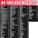 Magnetic Tool Drawer Labels84 Piece Heavy Duty Slim Toolbox Labels (Black), Small Magnetic Tool Chest & Cabinet Drawer Labels for Steel Tool Boxes, Toolbox Organization Magnets for Workbench & Garage