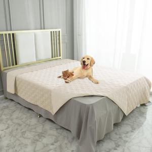 Ameritex Waterproof Blanket Reversible Dog Bed Cover Pet Blanket for Furniture Bed Couch Sofa (82x102 Inch (Pack of 1), Ivory)