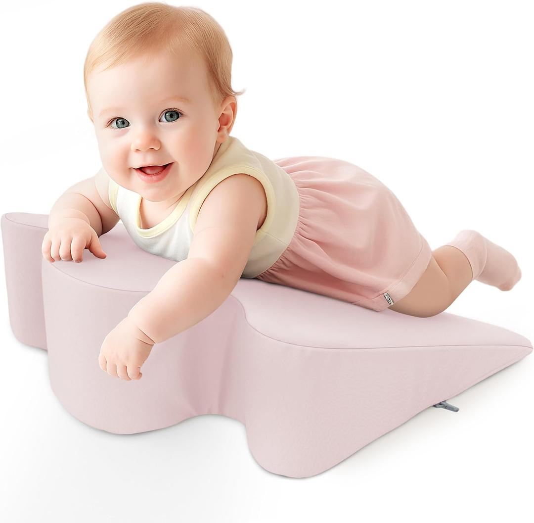 EKEPE Nursing Reflux Prop for Baby Gas, Colic Relief & Burp, Tummy Time Mat for Feeding, Neck, Shoulder and Body Support, Activity Support for Newborns and Infant 0-12 Months - Pink