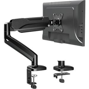 MOUNTUP Single Monitor Desk Mount, Adjustable Gas Spring Monitor Arm Support Max 32 Inch Screen, Computer Monitors Stand with Clamp/Grommet Mounting Base, VESA Mounts Fit 4.4-17.6lbs Computer, Black