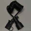 Oyviny 7 Way RV Blade to 4 Way Flat Trailer Plug Adapter 7.5ft, Stretchable Coiled Design 7 Pin to 4 Pin Trailer Extension Wiring with PU Jacket Protected Pure Copper, Plug & Play Installation