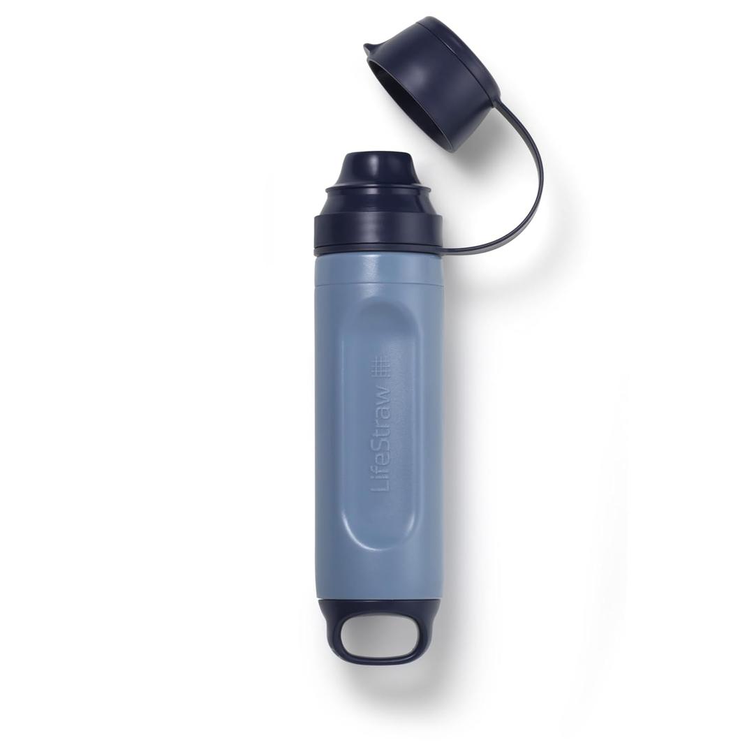 LifeStraw Peak Series  Solo Personal Water Filter for Hiking, Camping, Travel, Survival and Emergency preparedness. Removes Bacteria, parasites and microplastics. (Mountain Blue)