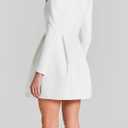 Women's Elegant Velvet Dress Long Sleeve Square Neck Pearl A Line Flowy Bridesmaid Cocktail Party Midi Dresses (Medium, White)