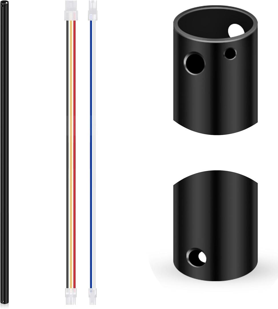 VIHOSE 48 Inch Ceiling Fan Downrod with Extension Cord 4 ft Black Downrod for Ceiling Fan 1 Inch Outside Diameter Not Threaded Suitable for a Wide Range of Fans
