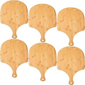 Norme 6 Pcs Bamboo Pizza Peel Set, Wooden Pizza Paddle with Handle, Wood Cutting Board, Oven Accessory for Breads, Cheese, Fruit, Vegetables, Kitchen Accessories (16.5 x 12 Inch)