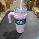 REDUCE 24 oz Stainless Steel Tumbler with Handle - Dual-Wall Vacuum Insulated Travel Mug, Sweat-Proof Lid & Reusable Straw - Keeps Drinks Cold for 24 Hrs, Fits Cupholders, Dishwasher Safe - Lilac Bud