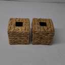 Set of 2 Water Hyacinth Handwoven Tissue Box Cover, Natural Handmade Wicker Napkin Box Holder, Handcrafted Square Facial Tissue, Rustic Decorative on Table and Bathroom, Office, Boho Decorative