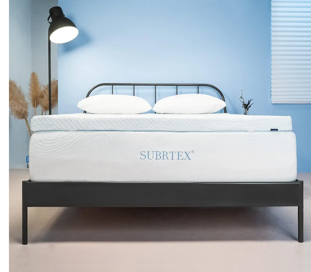 Subrtex 3 Inch Gel-Infused Memory Foam Mattress Topper High Density Cooling Bed Topper Pad Removable Fitted Cover Ventilated Design (California King)