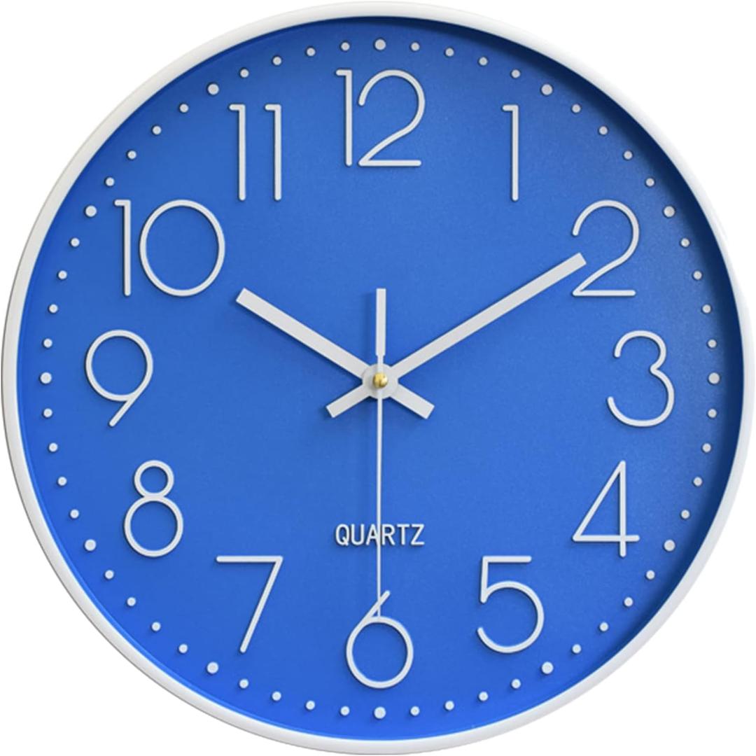 Large Digital Wall Clock 12 Inch Simple Silent Wall Clocks Decorative Clock for Bathroom, Living Room, Kitchen, Classroom, Office Easy to Read - Blue