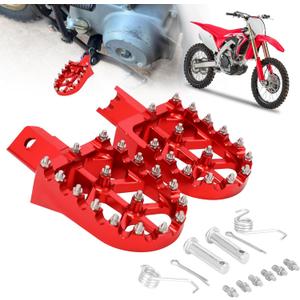 AnXin Foot Pegs Motorcycle Universal CNC Footpeg for CRF XR CR 50 70 80 100-125cc CT200U Mini Bike SSR Apollo RFZ TaoTao Lifan Kayo Coolster Pit Bike - Red