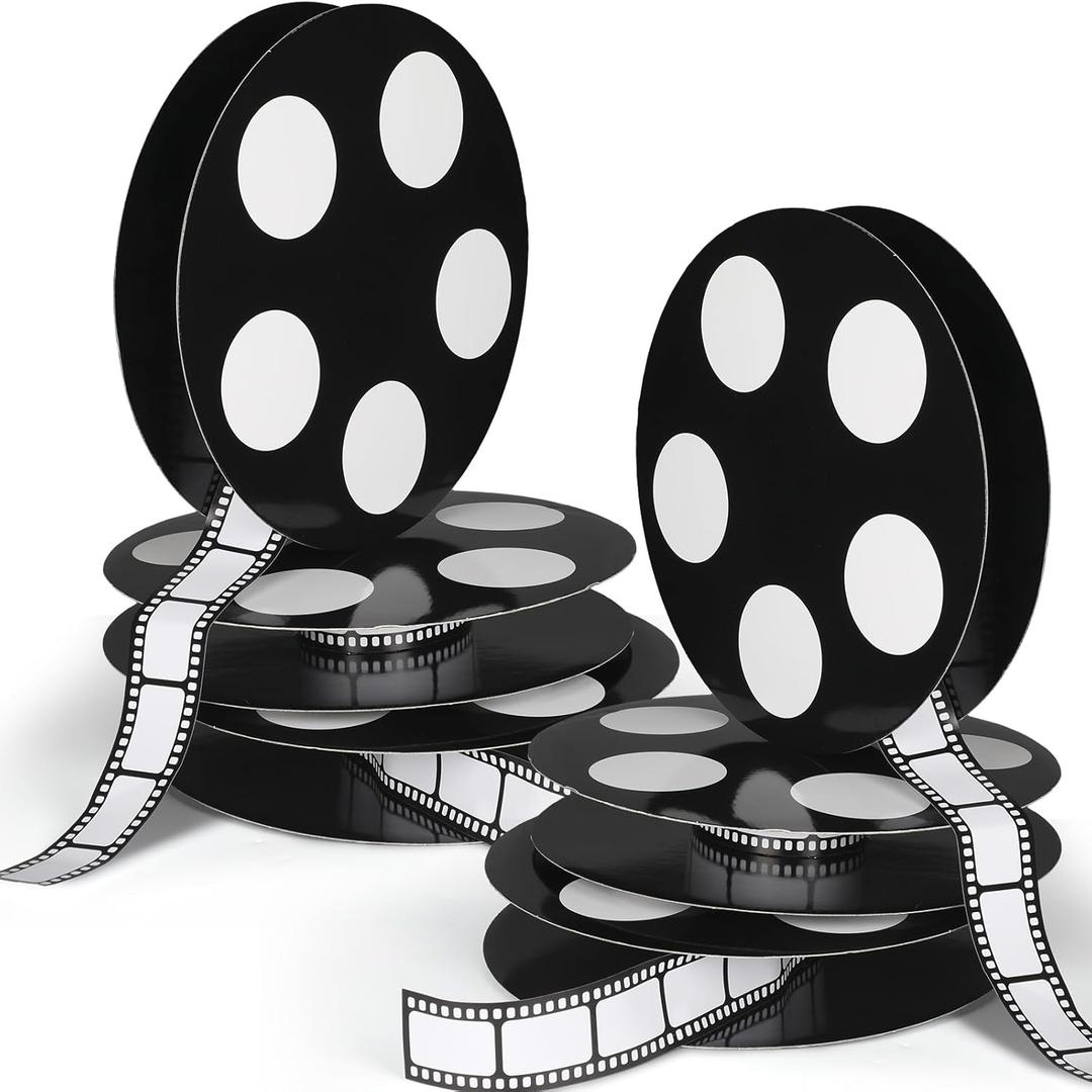 Honoson 4 Pcs Movie Reel Filmstrip Centerpiece Cinema Props Theme Party Decorations Reel Decor for Movie Night Party Decor