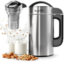 50oz Almond Milk Maker Machine (Built-in Filter) 100% 304 Stainless Steel, Make Plant Based Milk, Soup & Juice, 6-7 Cups Per Batch, Automatic Cleaning, 8-IN-1 Nut Milk Maker for Soy & Oat (Silvery)