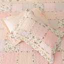 Cmfshape Garden Floral Quilt Bedspread Twin Size, Patchwork Pink Quilt Set with 1 Pillow Sham,Summer Bedding Set for Girls Women,Soft Lightweight Bed Coverlet for All Seasons (Twin68x86 Pink&Yellow)