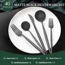 40-Piece Matte Black Silverware Set for 8, CEKEE Stainless Steel Flatware Cutlery Set, Cutlery Kitchen Utensils Set for Home Restaurant Apartment, Include Knife Forks and Spoons Silverware Set