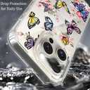 4 x Compatible for iPhone 16 Plus Case Clear with Design Cute Cartoon Animals, Girly Cases for Women Girls Soft TPU Bumper Shockproof Protective Phone Cover Slim Fit Silicone (Butterfly)