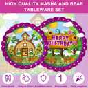 2 x 120Pcs Cartoon Bear Party Supplies,Disposable Tableware Set,Include Plates Napkins Cups Forks Cartoon Bear Themed Paper Plates Set for Birthday Serves 20