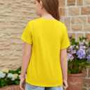ZDC Girls Short Sleeve Shirts Crewneck T Shirts Kids Summer Tops Basic Tees 5-14 Years (Yellow)