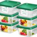 6 pcs 2qt Food Storage Containers with Lid, Square Clear Commercial Storage Containers with Handle and Scale for Food Storage in Home Kitchen & Dining (Green)