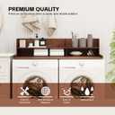 2 Tier Wooden Washer Dryer Topper, Large Laundry Countertop Cover, Walnut, FWMC001-WAT