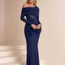 Women One Shoulder Long Sleeve Maxi Dress Bodycon Cut Out Long Formal Wedding Guest Dresses (S)