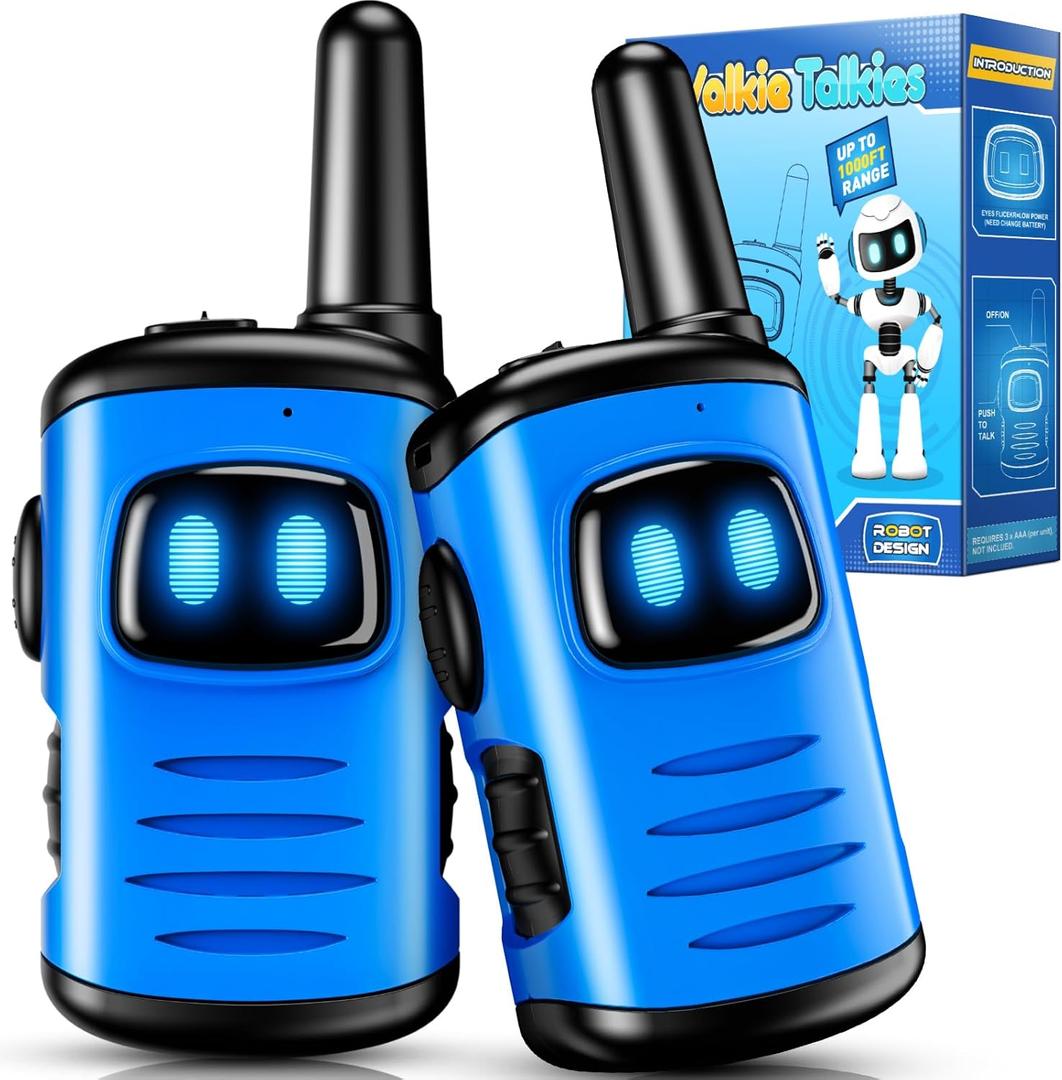 Kids Walkie Talkies Toys for Boys: Comedy Fun Mini Robots Walkies Talkies 2 Pack Christmas Birthday Gifts for 3 4 5 6 7 8 Year Old Boys Toys Age 4 5 6 7 8 Stocking Stuffers Camping Outdoor Games (Blue)