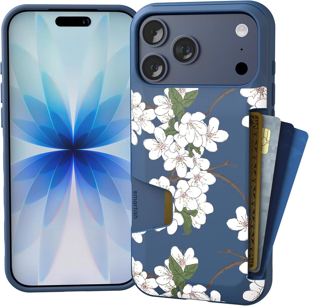 Smartish iPhone 17 Pro Max Wallet Case - Wallet Slayer Vol. 1 [Slim + Protective] Credit Card Holder - Drop Tested Flip Hidden Card Slot Cover for Apple iPhone 17 Pro Max - Very Cherry Blossom