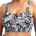 Daci Women Plus Size Sports Bra Bikini Top Only Push Up Scoop Neck Swim Top Full Coverage Bathing Suit for Large Bust Black Floral 16 Plus