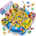 66 PCS Magnetic Fishing Game for Kids Toddlers 3-5, Fishing Toys for Boys 3 4 5 6 7 8 Year Old with 360° Rotation, 1-8 Players Board Game for Kids 4-6, Ideas Birthday Gifts for 3 4 5 6 7 8 Year Old